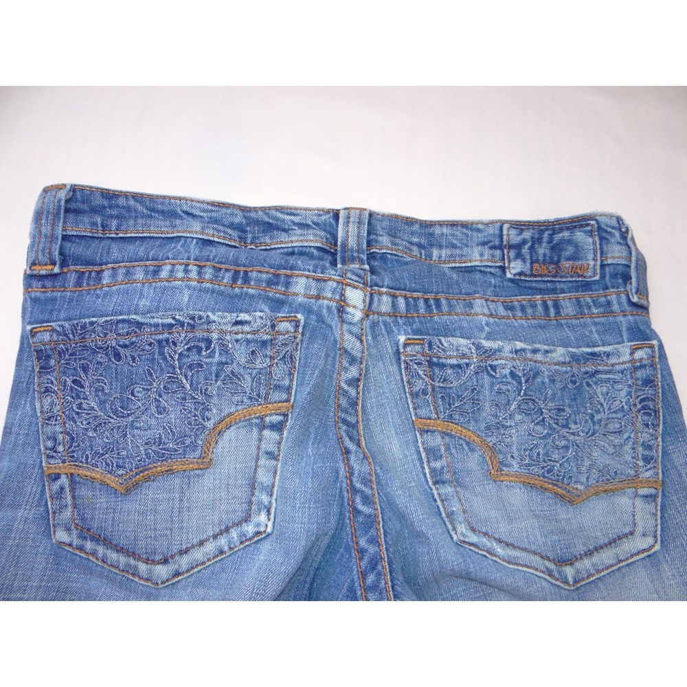 Big Star Casey Bootcut Jeans Womens 28XL Medium Wash Embroidered Low Rise Tall - Picture 5 of 7